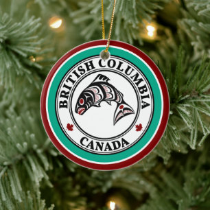 Décoration En Céramique Saumon noir rouge amérindien