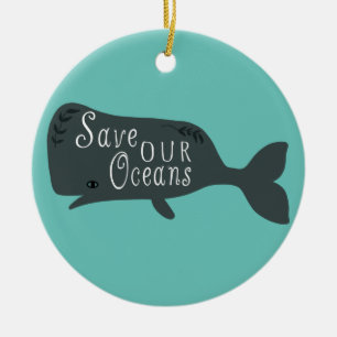 Décoration En Céramique Sauvez nos océans Baleine De l'environnement Bleu