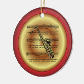 Décoration En Céramique Saxophone~Partition musicale~Rouge/Vert/Or~Noël~ (Gauche)
