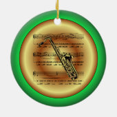 Décoration En Céramique Saxophone~Partition musicale~Rouge/Vert/Or~Noël~ (Dos)