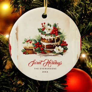 Décoration En Céramique Scandi Hiver Foliage Aquarelle Joyeux Noël