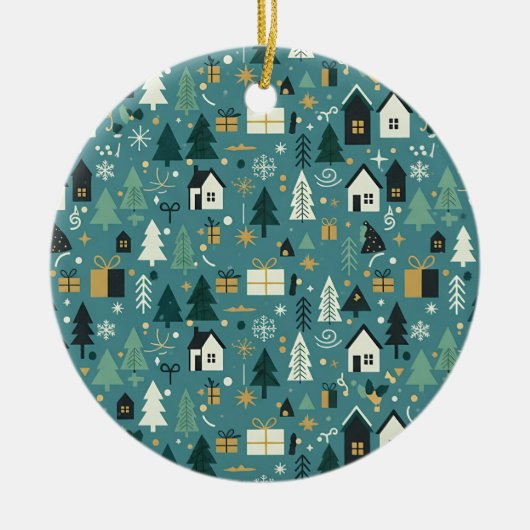 Décoration En Céramique Scandinavian Merry Christmas Tree Winter Snow (Devant)