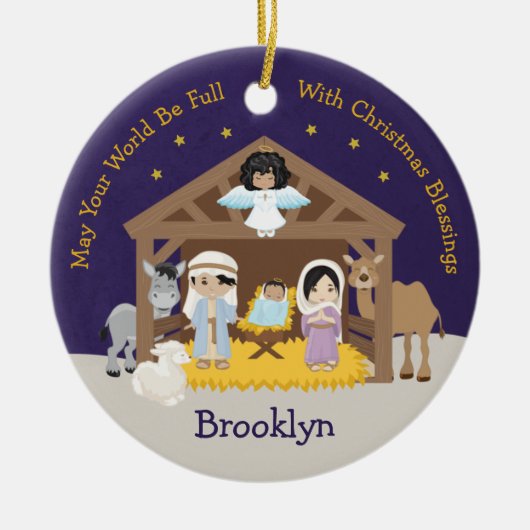 Décoration En Céramique Scène asiatique de la Nativité (Devant)