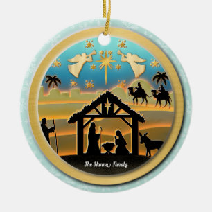 Décoration En Céramique Scène de Noël avec l'Enfant Jésus dans la crèche