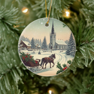Décoration En Céramique Scène de Noël classique/Vintage