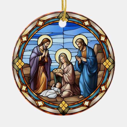 Décoration En Céramique Scène de Noël de la crèche en verre (Devant)