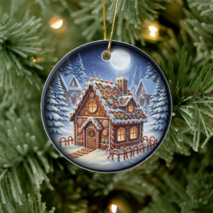 Décoration En Céramique Scène de Noël festive charmante