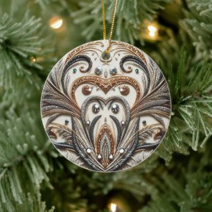 Décoration En Céramique Schéma floral brillant avec pierre de gemme