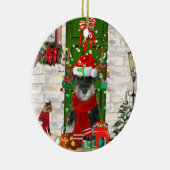 Décoration En Céramique Schnauzer Chien Noël (Droite)