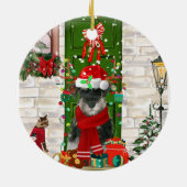 Décoration En Céramique Schnauzer Chien Noël (Dos)