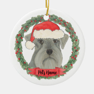 Décoration En Céramique Schnauzer d'argent gris personnalisé
