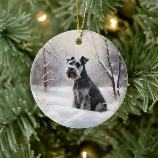 Décoration En Céramique Schnauzer Miniature Laisser neiger Noël (Arbre)