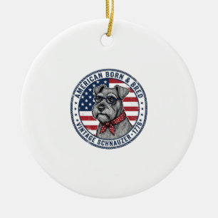 Décoration En Céramique Schnauzer Patriotique Vintage