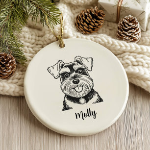 Décoration En Céramique Schnauzer personnalisé pour Noël