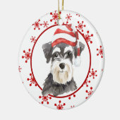 Décoration En Céramique Schnauzer Santa Hat Red Snowflake Modèle (Gauche)