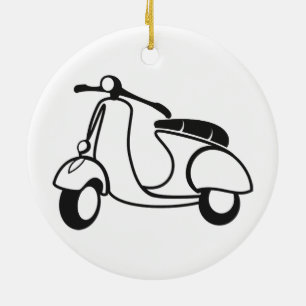 Décoration En Céramique Scooter dessin noir et blanc rétro