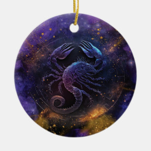 Décoration En Céramique Scorpion Signe du zodiaque Dessin à l'aquarelle