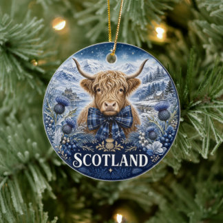 Décoration En Céramique Scotland Vache des Highlands Souvenir Scénique