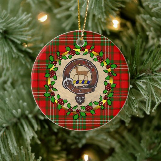 Décoration En Céramique Scott Clan Badge & Tartan Noël personnalisé (Arbre)