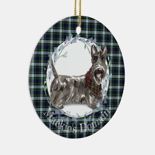Décoration En Céramique Scottie Chien Tartan Noël (Droite)