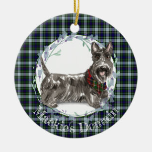 Décoration En Céramique Scottie Chien Tartan Noël