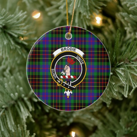 Décoration En Céramique Scottish Clan Brodie Chasse Tartan et Crest (Arbre)