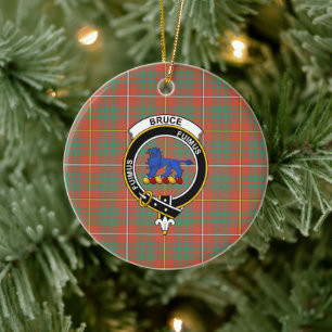 Décoration En Céramique Scottish Clan Bruce Ancient Tartan and Crest
