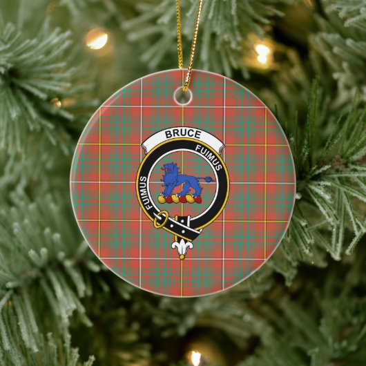 Décoration En Céramique Scottish Clan Bruce Ancient Tartan and Crest (Arbre)