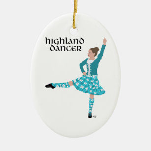Décoration En Céramique Scottish Highland Dancer - Turquoise