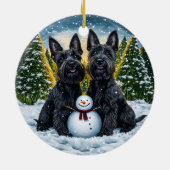 Décoration En Céramique Scottish Terriers et Noël des Snowman (Dos)