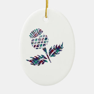 Décoration En Céramique Scottish Thistle Tartan Plaid Gift