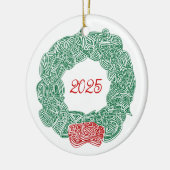 Décoration En Céramique Scribbleprints Wreath - White, on Red (Gauche)