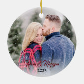 Décoration En Céramique Script de calligraphe | Nom de famille Photo doubl (Dos)