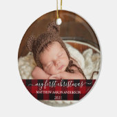 Décoration En Céramique Script élégant Mon premier Noël Baby Plaid (Gauche)