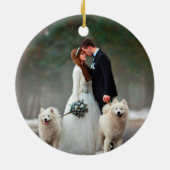 Décoration En Céramique Script élégant Notre premier Mariage photo de Noël (Dos)