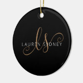 Décoration En Céramique Script féminin Black Gold moderne Monogramme (Gauche)