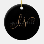 Décoration En Céramique Script féminin Black Gold moderne Monogramme (Dos)