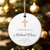 Décoration En Céramique Script moderne Religieux Garçon Baptême Photo