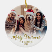 Décoration En Céramique Script or moderne blanc2 photo Joyeux Noël (Devant)