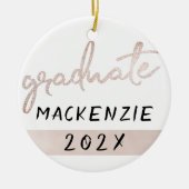 Décoration En Céramique Script rose diplômé | Soft Rose Grad Keepsaké (Devant)