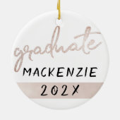 Décoration En Céramique Script rose diplômé | Soft Rose Grad Keepsaké (Dos)