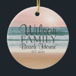 Décoration En Céramique Seaside Beach House<br><div class="desc">This Personalized Beach house ornament is the perfect gift for your seaside loving friends and family.</div>
