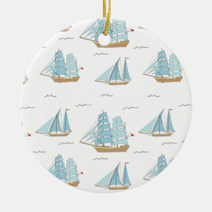 Décoration En Céramique Seatime été Cute yachts avec voile