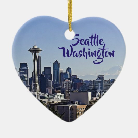 Décoration En Céramique Seattle, Washington Keepsaké souvenir Noël (Devant)
