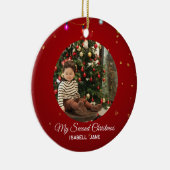 Décoration En Céramique Second Christmas Custom Family Photo Text Template (Droite)