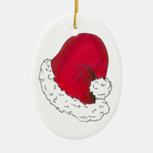 Décoration En Céramique Secret Père Noël Rouge Casquette Noël