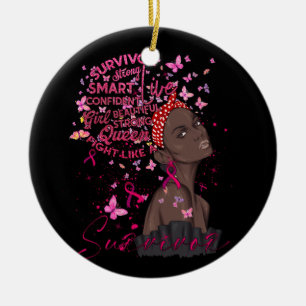 Décoration En Céramique Sensibilisation au cancer du sein Survivante Black