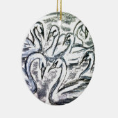 Décoration En Céramique Sept cygnes une natation (Droite)