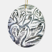 Décoration En Céramique Sept cygnes une natation (Gauche)