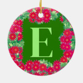 Décoration En Céramique Serre de poinsettia avec monogramme, rouge et vert (Dos)